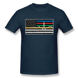 Men's Casual T-shirt Thin Red Blue Green Yellow Gold Line Flag Thin Line EMS Cool O-Neck Short Sleeves Tee