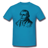 Mens Novelty T-Shirt Martin Luther Portrait Line Art Style O-Neck Short Sleeves Blouse Tops