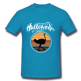 Men's Graphic T Shirt Funny Happy Halloween Beautiful Ostrich Comfy Crew Neck Short Sleeves Shirt