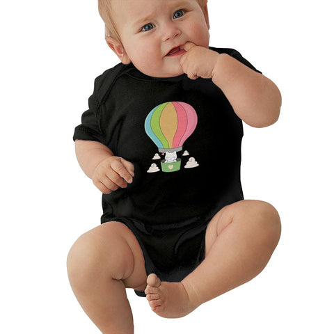 Toddler Climbing Bodysuit Cute Hot Air Balloon Cat Cool Graphic Unisex Baby Short Sleeves Climbing T-Shirt