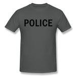 Cotton T Shirt for Men POLICE Comfortable Crew Neck Short Sleeves Blouse Tops