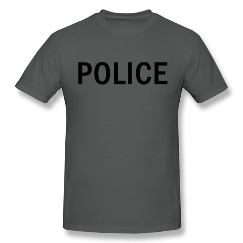 Cotton T Shirt for Men POLICE Comfortable Crew Neck Short Sleeves Blouse Tops