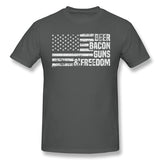 Mens Novelty T-Shirt Beer Bacon Guns & Freedom Comfortable Crew Neck Short Sleeves Tee