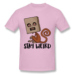 Mens Novelty T-Shirt Stay Weird Sack Monkey Style O-Neck Short Sleeves Shirt