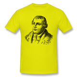 Mens Novelty T-Shirt Martin Luther Portrait Line Art Style O-Neck Short Sleeves Blouse Tops