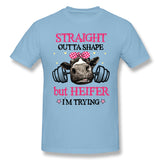 Men's Casual T-shirt Straight Outta Shape But Heifer Im Trying For Light Style Crew Neck Short Sleeves Blouse Tops