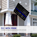 Fly Breeze 4 X 6 Ft Polyester Flag Thin Blue American Flag Brass Grommet Canvas Header House Decorations