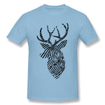 Men's Graphic T Shirt Finger Print Deer For Light Style Round Neck Short Sleeves Tees