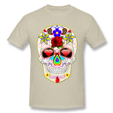 Men's Graphic T Shirt Mexican Sugar Skull Day Dead Breathable Round Neck Short Sleeves Tee