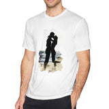 Men's Graphic T Shirt Love Romance Couple Kissing Seaside Comfy Crew Neck Short Sleeves Blouse Tops