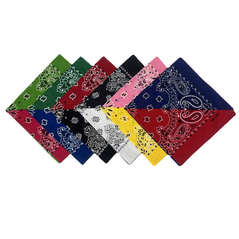 12 Pcs Bandanas Multi-Purpose Bandanas Paisley Cowboy Cotton Headbands 22x22 inch