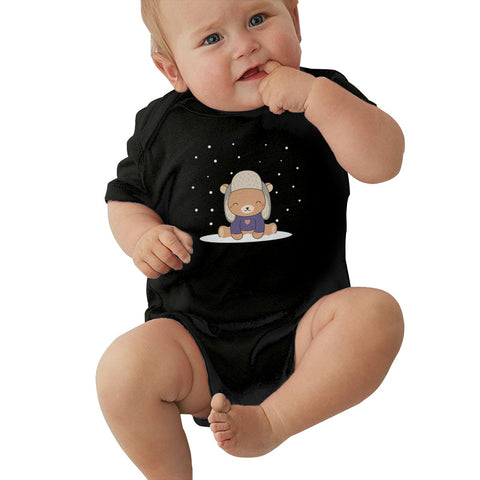 Toddler Climbing Bodysuit Cute Brown Winter Bear Cartoon Graphic Unisex Babys Short Sleeves Romper