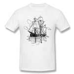 Men's Graphic T Shirt Vectors Ship Transportation Sailing Comfy Round Neck Short Sleeves Tees