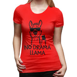 Womens Graphic T-Shirt No Drama LLama Soft O-Neck Short Sleeve Tops