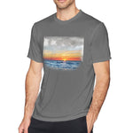 Cotton T Shirt for Men Oceans Sea Sunset Comfortable Round Neck Short Sleeves Blouse Tops