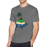 Men's Graphic T Shirt Whale Coconut Tree Style Crew Neck Short Sleeves Tee