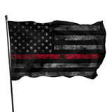 Fly Breeze 3 X 5 Ft Flag American Firefighter Red Line Polyester UV Fade Resistant for House Decorations