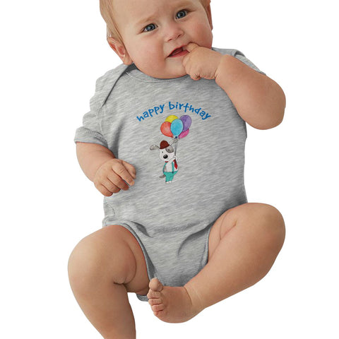 Toddler Climbing Bodysuit Happy Birthday Cut Graphic Unisex Baby Short Sleeves Playsuit