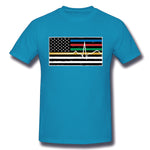 Men's Casual T-shirt Thin Red Blue Green Yellow Gold Line Flag Thin Line EMS Cool O-Neck Short Sleeves Tee