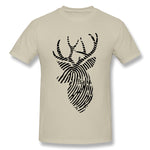 Men's Graphic T Shirt Finger Print Deer For Light Style Round Neck Short Sleeves Tees