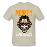 Mens Novelty T-Shirt Monkey Makes Me Happy You Not So Much Breathable Crew Neck Short Sleeves Tee