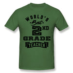 Mens Novelty T-Shirt World's Best 2nd Grade Teacher Breathable O-Neck Short Sleeves Shirt