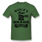 Mens Novelty T-Shirt World's Best 2nd Grade Teacher Breathable O-Neck Short Sleeves Shirt