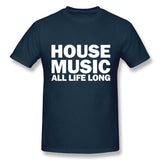 Mens Novelty T-Shirt House Music All Life Long Music Techno Style Crew Neck Short Sleeves Tee