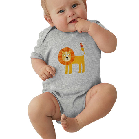 Toddler Climbing Bodysuit Lion And Butterfly Cartoon Graphic Infant Boys Girls Short Sleeves Climbing T-Shirt