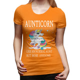 Novelty T Shirt for Women AUNTICORN Like A Normal Aunt But More Awesome Flowy Crew Neck Short Sleeve Tops