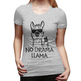 Womens Graphic T-Shirt No Drama LLama Soft O-Neck Short Sleeve Tops