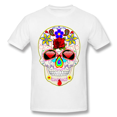 Men's Graphic T Shirt Mexican Sugar Skull Day Dead Breathable Round Neck Short Sleeves Tee