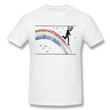 Men's Casual T-shirt Running Down The Rainbow Comfy O-Neck Short Sleeves Blouse Tops