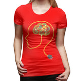 Novelty T Shirt for Women Charging Brain Neurofeedback Sexy O-Neck Short Sleeve Tee