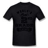 Mens Novelty T-Shirt World's Best 2nd Grade Teacher Breathable O-Neck Short Sleeves Shirt