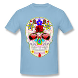 Men's Graphic T Shirt Mexican Sugar Skull Day Dead Breathable Round Neck Short Sleeves Tee