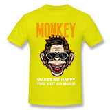 Mens Novelty T-Shirt Monkey Makes Me Happy You Not So Much Breathable Crew Neck Short Sleeves Tee