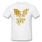 Mens Novelty T-Shirt Veteran Kiss Me Veteran T Shirt Style Round Neck Short Sleeves Shirt