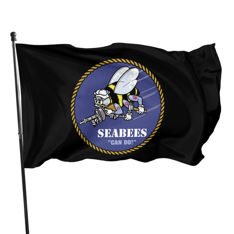 Fly Breeze 3 X 5 Ft Flag American Seabee Crossed Flag Polyester Vivid Color for Party