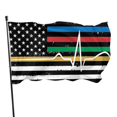 Fly Breeze 3 X 5 Ft Flag Thin Red Blue Green Yellow Gold Line Flag Thin Line EMS Polyester Double Stitched Brass Grommets for Home