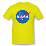 Cotton T Shirt for Men NASA Logo Breathable Crew Neck Short Sleeves Tees