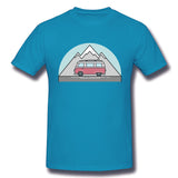 Men's Casual T-shirt Retro Snow Mountain Van Comfortable Crew Neck Short Sleeves Tees