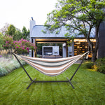 9ft Steel Pipe Hammock Set with Space Saving Steel Stand for Backyard Patio Indoor Outdoor