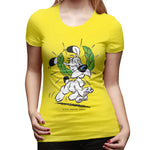 Womens Graphic T-Shirt Asterix & Obelix Dogmatix Laurel Wreath Summer Round Neck Short Sleeve Tee