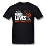 Men's Casual T-shirt This Nurse Loves The Broncos Breathable Crew Neck Short Sleeves Tees