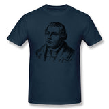 Mens Novelty T-Shirt Martin Luther Portrait Line Art Style O-Neck Short Sleeves Blouse Tops