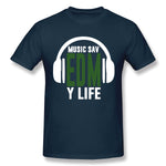 Men's Casual T-shirt Music Saved My Life Comfortable O-Neck Short Sleeves Tees