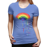 Women's Casual T-shirt Love Rainbow Rain Sexy Crew Neck Short Sleeve Tops