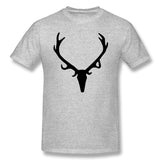 Cotton T Shirt for Men Antlers Style Crew Neck Short Sleeves Blouse Tops