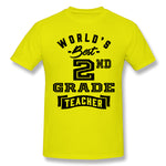 Mens Novelty T-Shirt World's Best 2nd Grade Teacher Breathable O-Neck Short Sleeves Shirt